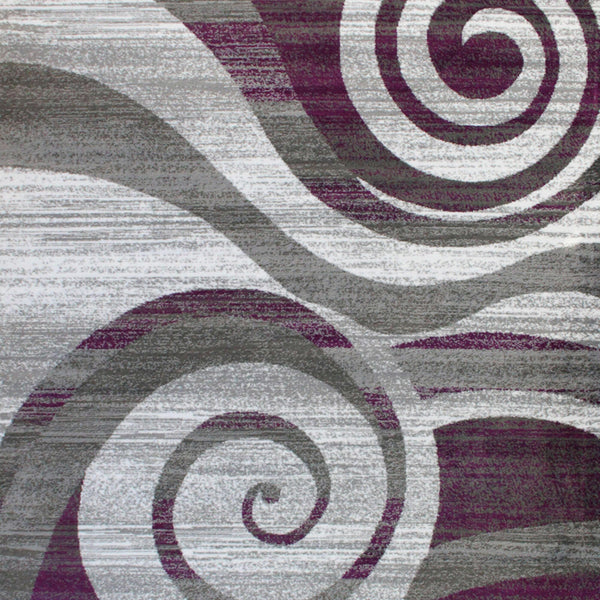 Red,2' x 11' |#| Modern Swirl Design Olefin Area Rug - Red, White, & Gray - 2' x 11'