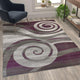 Purple,5' x 7' |#| Modern Swirl Design Olefin Area Rug - Purple, White, & Gray - 5' x 7'