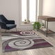 Purple,5' x 7' |#| Modern Swirl Design Olefin Area Rug - Purple, White, & Gray - 5' x 7'