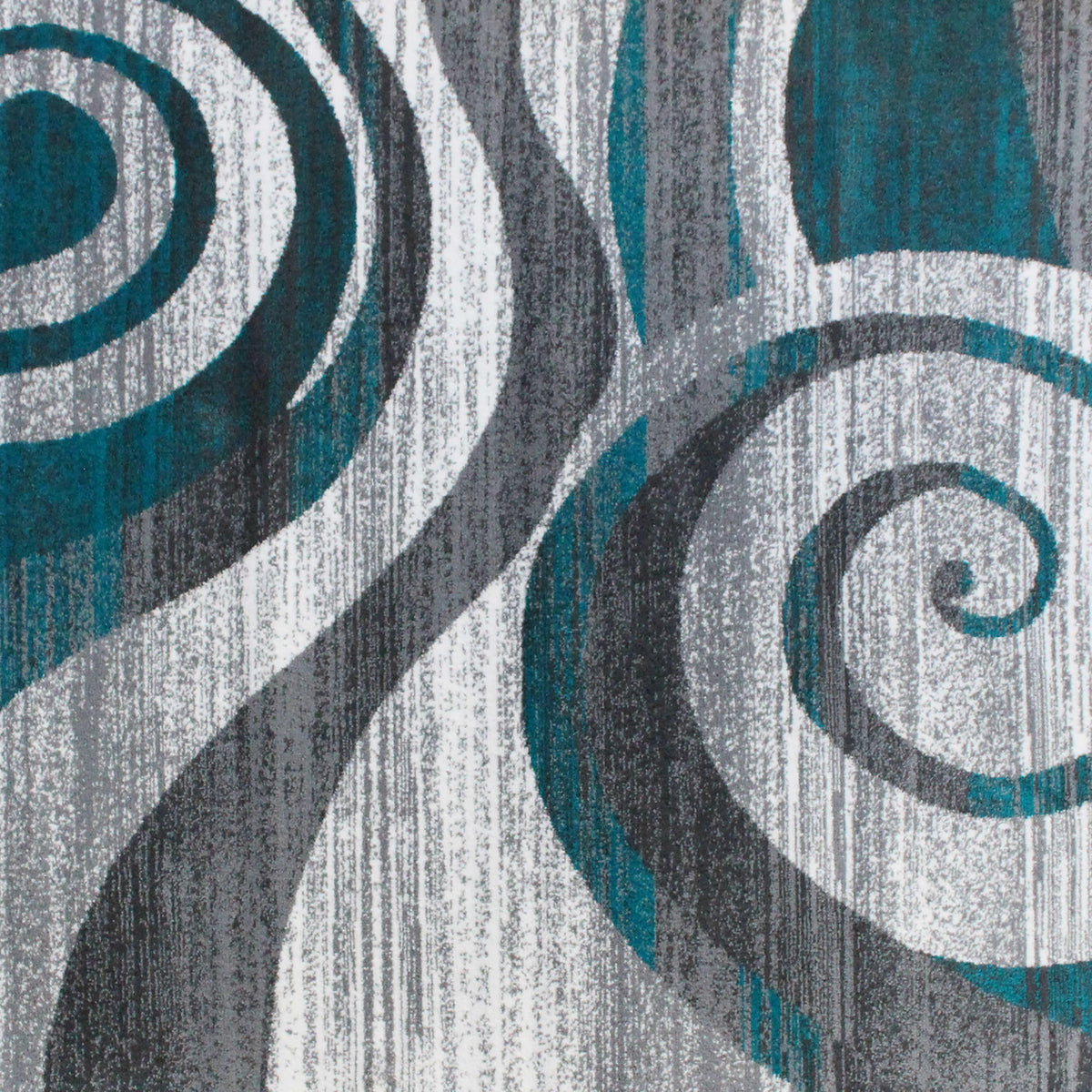 Turquoise,5' x 7' |#| Modern Swirl Design Olefin Area Rug - Turquoise, White, & Gray - 5' x 7'