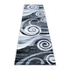 Grey,2' x 7' |#| Modern Swirl Design Olefin Area Rug - Gray, White, & Black - 2' x 7'