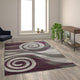 Purple,8' x 10' |#| Modern Swirl Design Olefin Area Rug - Purple, White, & Gray - 8' x 10'