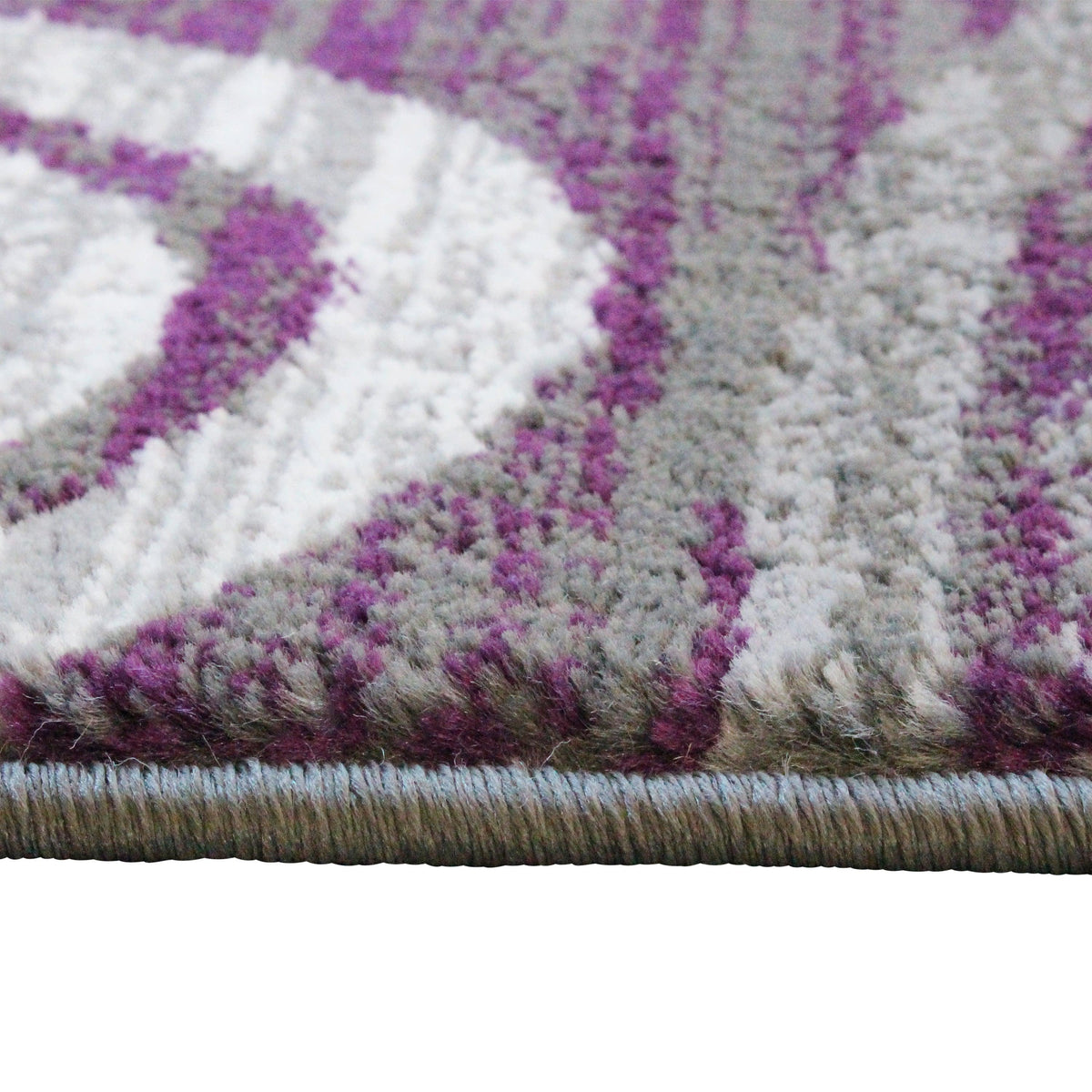 Purple,2' x 7' |#| Modern Swirl Design Olefin Area Rug - Purple, White, & Gray - 2' x 7'