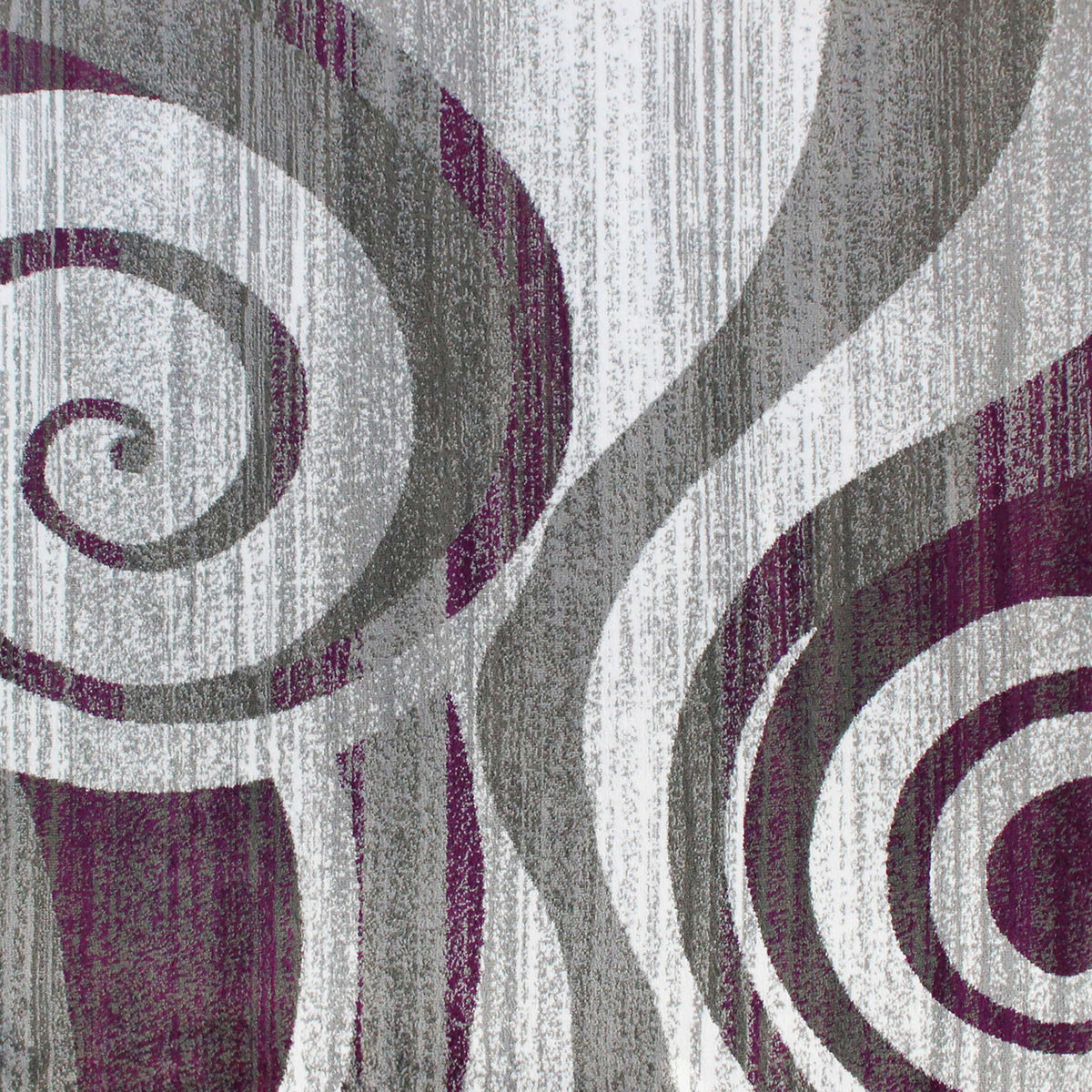 Purple,2' x 7' |#| Modern Swirl Design Olefin Area Rug - Purple, White, & Gray - 2' x 7'