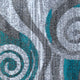 Turquoise,2' x 7' |#| Modern Swirl Design Olefin Area Rug - Turquoise, White, & Gray - 2' x 7'