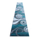 Turquoise,3' x 16' |#| Modern Swirl Design Olefin Area Rug - Turquoise, White, & Gray - 3' x 16'