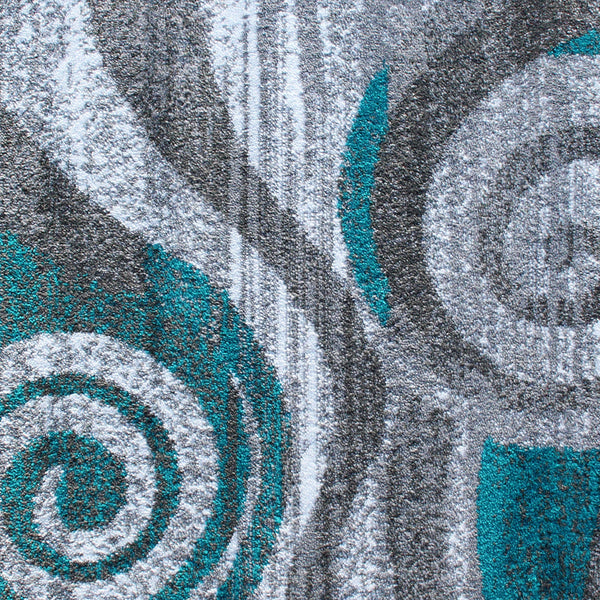 Grey,2' x 11' |#| Modern Swirl Design Olefin Area Rug - Gray, White, & Black - 2' x 11'