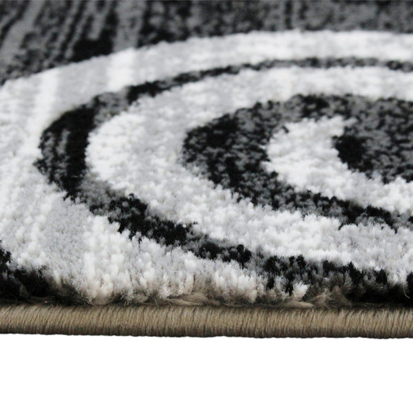 Grey,2' x 11' |#| Modern Swirl Design Olefin Area Rug - Gray, White, & Black - 2' x 11'