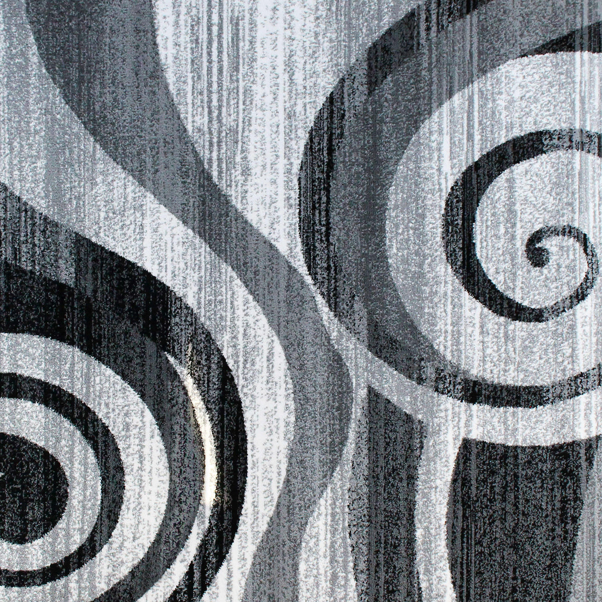 Grey,2' x 11' |#| Modern Swirl Design Olefin Area Rug - Gray, White, & Black - 2' x 11'