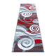 Red,2' x 7' |#| Modern Swirl Design Olefin Area Rug - Red, White, & Gray - 2' x 7'