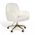 Off White Boucle/Polished Brass Frame |#| Boucle Swivel Home Office Chair with Double Cushions - Off White/Polished Brass