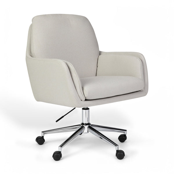 Bedford Gray Fabric/Polished Nickel Frame |#| Fabric Swivel Home Office Chair with Double Cushions - Bedford Gry/Polished Nckl