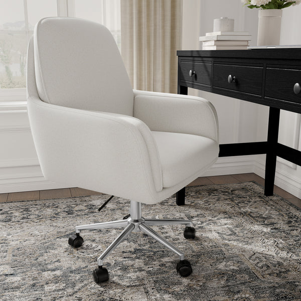 Bedford Gray Fabric/Polished Nickel Frame |#| Fabric Swivel Home Office Chair with Double Cushions - Bedford Gry/Polished Nckl