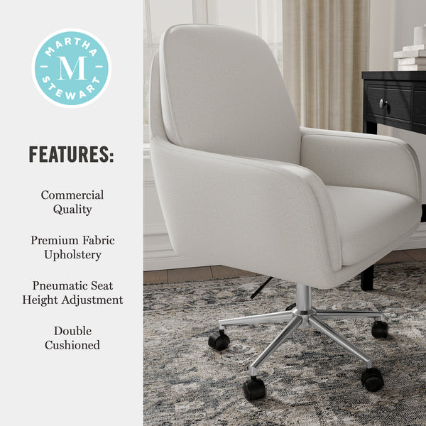 Bedford Gray Fabric/Polished Nickel Frame |#| Fabric Swivel Home Office Chair with Double Cushions - Bedford Gry/Polished Nckl