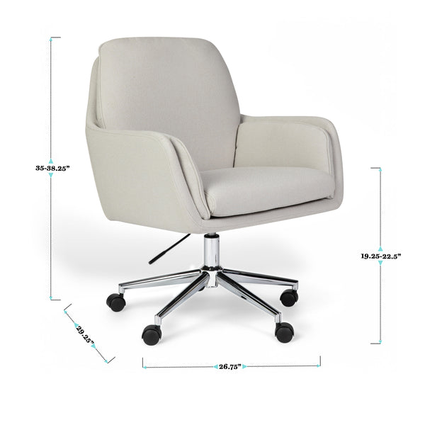 Bedford Gray Fabric/Polished Nickel Frame |#| Fabric Swivel Home Office Chair with Double Cushions - Bedford Gry/Polished Nckl