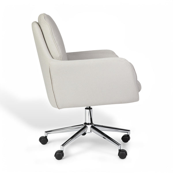 Bedford Gray Fabric/Polished Nickel Frame |#| Fabric Swivel Home Office Chair with Double Cushions - Bedford Gry/Polished Nckl