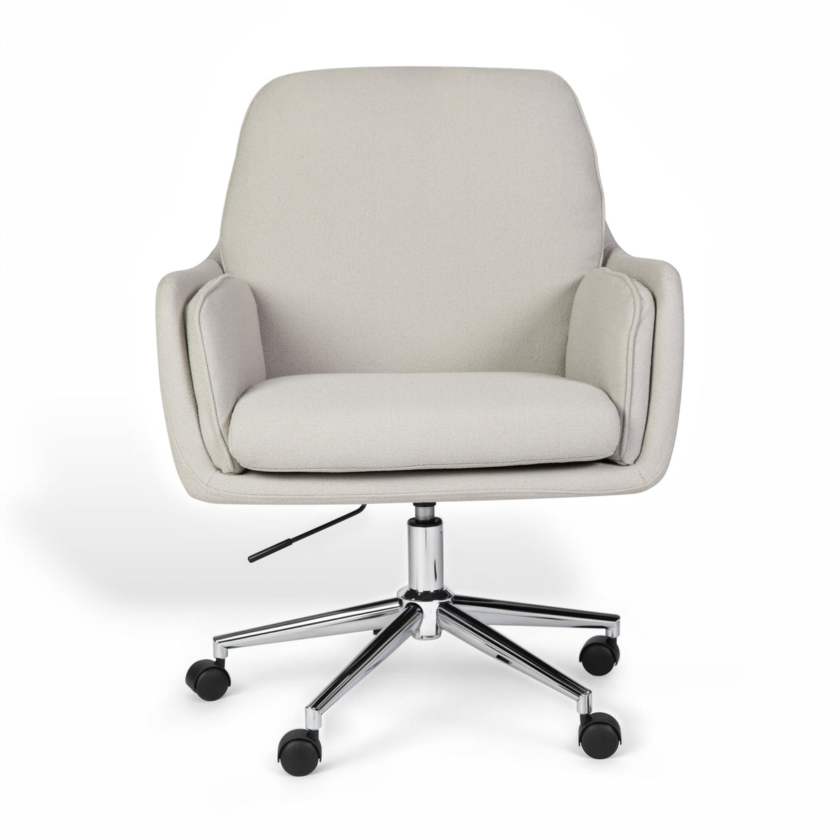 Bedford Gray Fabric/Polished Nickel Frame |#| Fabric Swivel Home Office Chair with Double Cushions - Bedford Gry/Polished Nckl