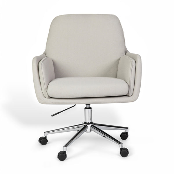 Bedford Gray Fabric/Polished Nickel Frame |#| Fabric Swivel Home Office Chair with Double Cushions - Bedford Gry/Polished Nckl