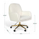 Off White Boucle/Polished Brass Frame |#| Boucle Swivel Home Office Chair with Double Cushions - Off White/Polished Brass