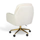 Off White Boucle/Polished Brass Frame |#| Boucle Swivel Home Office Chair with Double Cushions - Off White/Polished Brass
