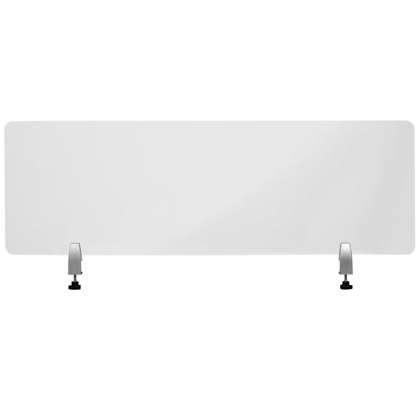 55"L x 18"H |#| Clear Acrylic Desk Partition, 18"H x 55"L (Installation Hardware Included)
