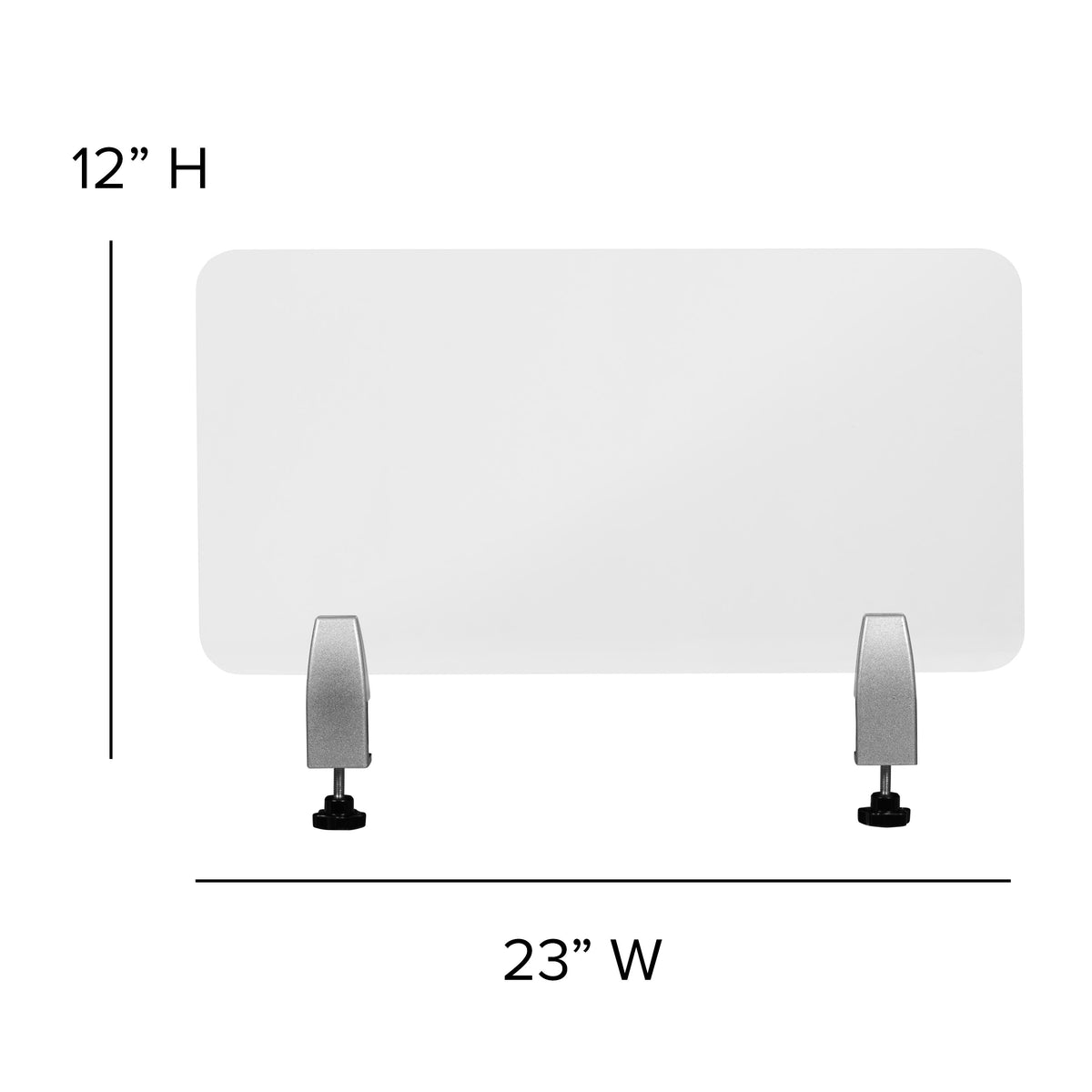 23"L x 12"H |#| Clear Acrylic Desk Partition, 12"H x 23"L (Installation Hardware Included)