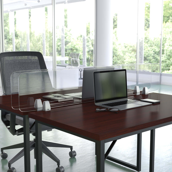 55"L x 12"H |#| Clear Acrylic Desk Partition, 12"H x 55"L (Hardware Included)