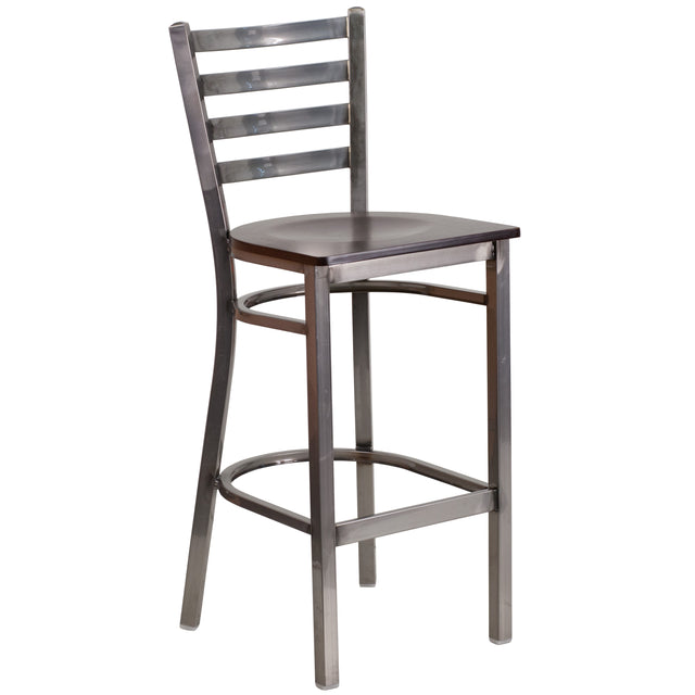 Clear Coated Ladder Back Metal Restaurant Barstool - View 1
