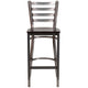 Walnut Wood Seat/Clear Coated Metal Frame |#| Silver Antique Clear Coat Ladder Back Metal Restaurant Barstool-Walnut Wood Seat