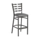 Gray Vinyl Seat/Clear Coated Metal Frame |#| Silver Antique Clear Coat Ladder Back Metal Restaurant Barstool-Gray Vinyl Seat
