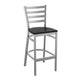 Black Wood Seat/Clear Coated Metal Frame |#| Silver Antique Clear Coat Ladder Back Metal Restaurant Barstool-Black Wood Seat