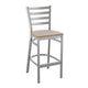 Antique White Wood Seat/Clear Coated Metal Frame |#| Silver AQ Clear Coat Ladder Back Metal Restaurant Barstool-Antique WH Wood Seat