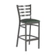 Green Vinyl Seat/Clear Coated Metal Frame |#| Silver Antique Clear Coat Ladder Back Metal Restaurant Barstool-Green Vinyl Seat