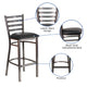 Black Vinyl Seat/Clear Coated Metal Frame |#| Silver Antique Clear Coat Ladder Back Metal Restaurant Barstool-Black Vinyl Seat