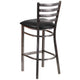 Black Vinyl Seat/Clear Coated Metal Frame |#| Silver Antique Clear Coat Ladder Back Metal Restaurant Barstool-Black Vinyl Seat
