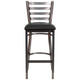 Black Vinyl Seat/Clear Coated Metal Frame |#| Silver Antique Clear Coat Ladder Back Metal Restaurant Barstool-Black Vinyl Seat