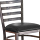 Black Vinyl Seat/Clear Coated Metal Frame |#| Silver Antique Clear Coat Ladder Back Metal Restaurant Barstool-Black Vinyl Seat