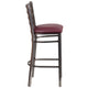 Burgundy Vinyl Seat/Clear Coated Metal Frame |#| Silver Antique Clear Coat Ladder Back Metal Restaurant Barstool-BURG Vinyl Seat
