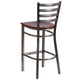 Mahogany Wood Seat/Clear Coated Metal Frame |#| Silver Antique Clear Coat Ladder Back Metal Restaurant Barstool-MAH Wood Seat
