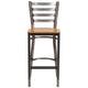 Natural Wood Seat/Clear Coated Metal Frame |#| Silver Antique Clear Coat Ladder Back Metal Restaurant Barstool-NAT Wood Seat