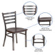 Walnut Wood Seat/Clear Coated Metal Frame |#| Clear Coated Ladder Back Metal Restaurant Chair - Walnut Wood Seat