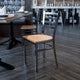 Natural Wood Seat/Clear Coated Metal Frame |#| Clear Coated Ladder Back Metal Restaurant Chair - Natural Wood Seat