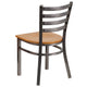 Natural Wood Seat/Clear Coated Metal Frame |#| Clear Coated Ladder Back Metal Restaurant Chair - Natural Wood Seat