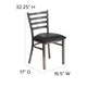 Black Vinyl Seat/Clear Coated Metal Frame |#| Clear Coated Ladder Back Metal Restaurant Chair - Black Vinyl Seat