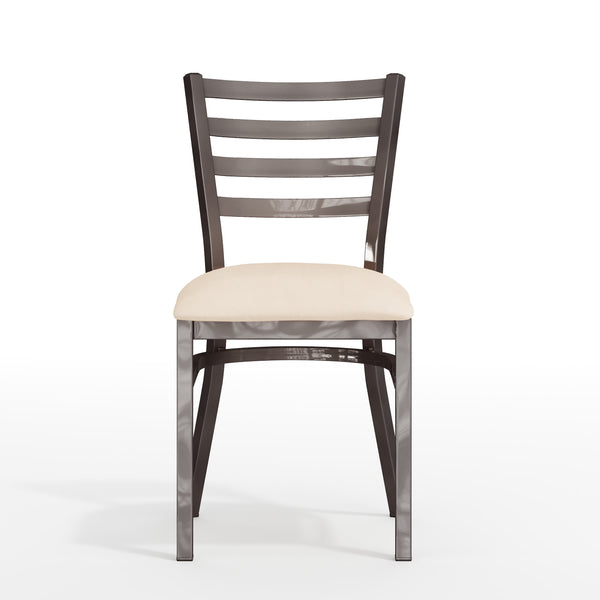 Tan Vinyl Seat/Silver Antique Metal Frame |#| Commercial Silver Ladder Back Restaurant Chair with Tan Vinyl Seat