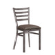 Mocha Vinyl Seat/Silver Antique Metal Frame |#| Commercial Silver Ladder Back Restaurant Chair with Mocha Vinyl Seat