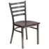 Walnut Wood Seat/Clear Coated Metal Frame |#| Silver Antique Clear Coat Ladder Back Metal Restaurant Chair-Walnut Wood Seat