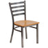 Natural Wood Seat/Clear Coated Metal Frame |#| Silver Antique Clear Coat Ladder Back Metal Restaurant Chair-Natural Wood Seat