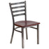 Mahogany Wood Seat/Clear Coated Metal Frame |#| Silver Antique Clear Coat Ladder Back Metal Restaurant Chair-Mahogany Wood Seat
