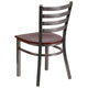 Mahogany Wood Seat/Clear Coated Metal Frame |#| Silver Antique Clear Coat Ladder Back Metal Restaurant Chair-Mahogany Wood Seat